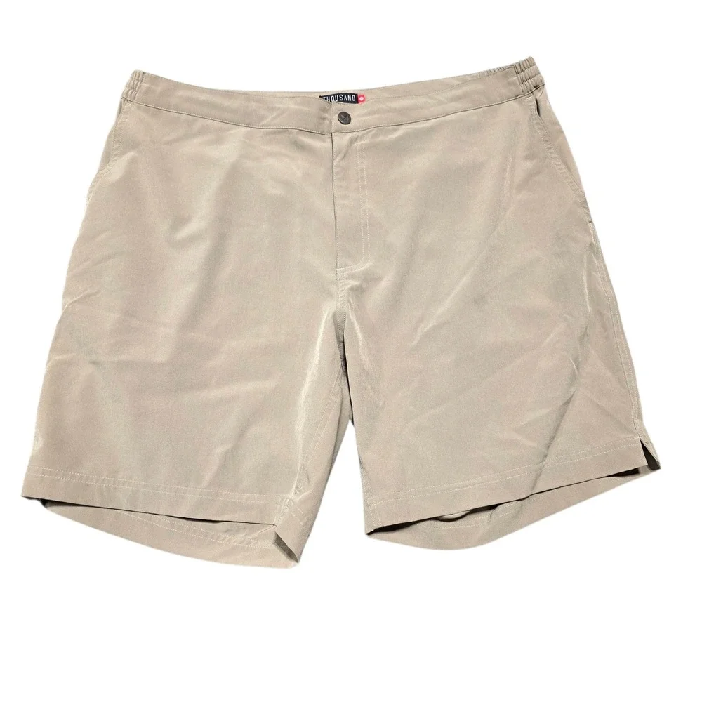 Thousand Miles Hybrid Shorts - Elastic Sides‎ on Waist, Lightweight, Khaki - XL